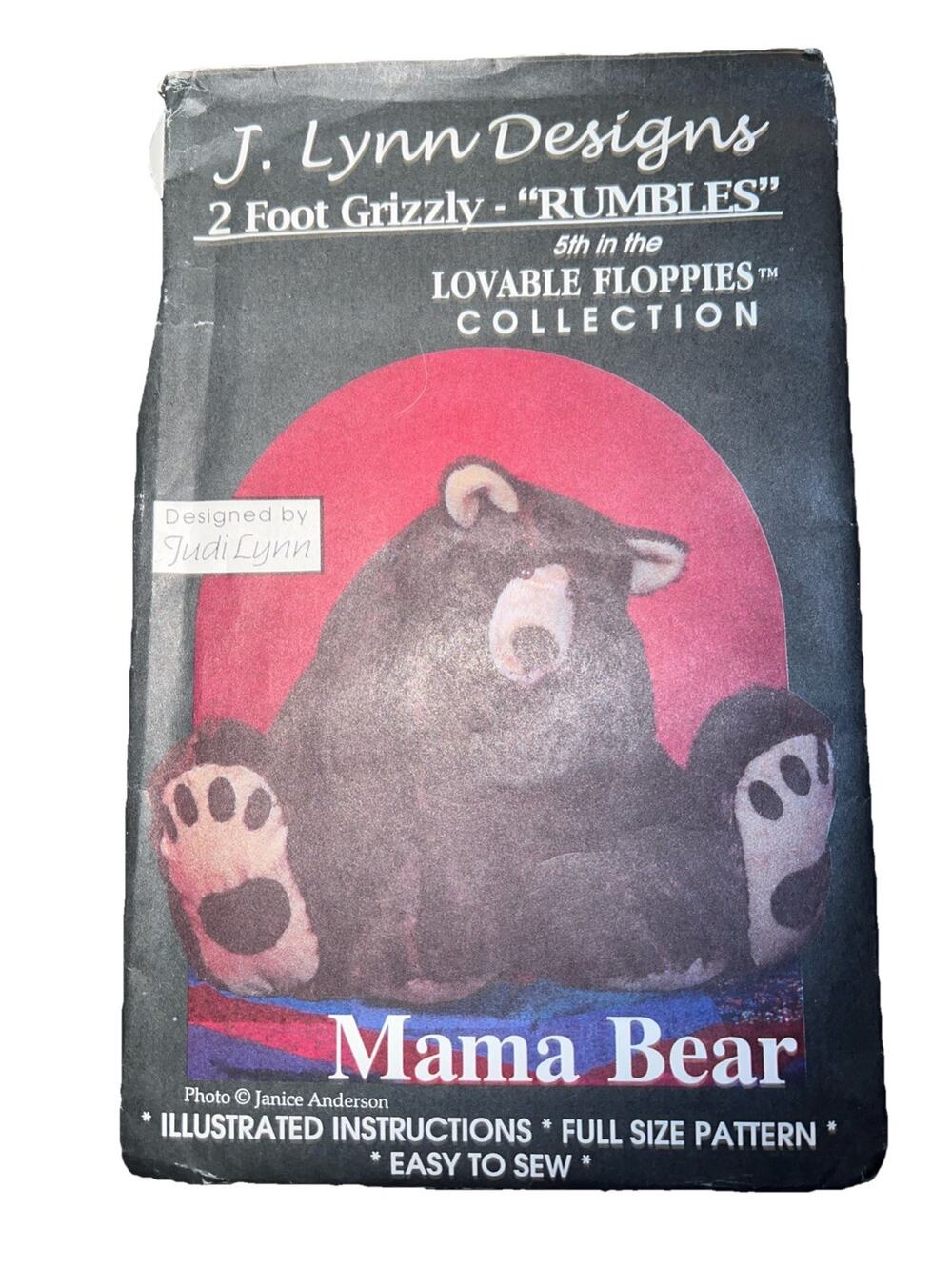 Uncut Judi Lynn MAMA BEAR 2 Foot Grizzly Lovable Floppy Stuffies Easy Sew RARE